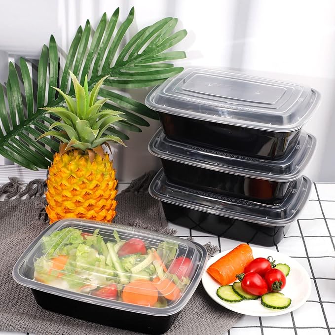 LIYH 200 Pcs Meal Prep Container 1 Compartment, 45 oz Food Storage Containers with Lids, Bento Box, Reusable BPA Lunch Boxes, Microwave Dishwasher Safe 100 Set
