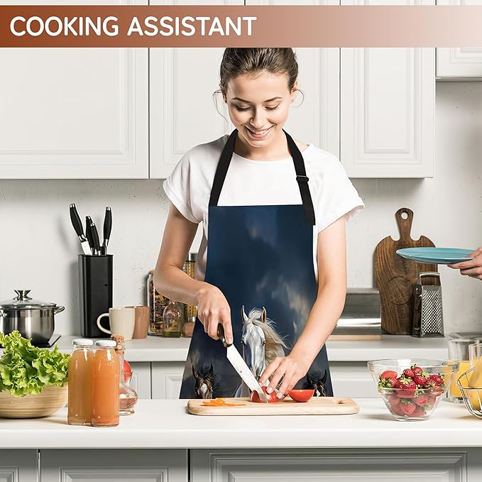 Cooking Aprons for Men and Women,Adjustable Bib Chef Apron with 2 Pockets, Soft and Durability Kitchen Apron