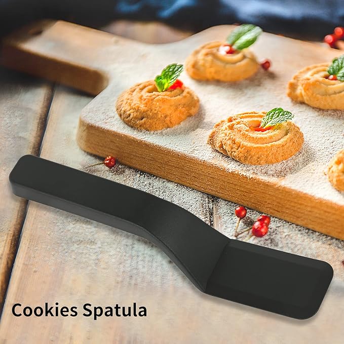 Big-Middle-Mini Pack of 3 Black Nylon Turners, Non Stick KItchen Spatulas, High Heat Resistant BPA Free Cooking Utensils, Ldeal Cookware for Pancake, Vegetable and Cookies