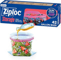 Ziploc Gallon Food Storage Bags, Stay Open Design with Stand-Up Bottom, Easy to Fill, 42 Count (Packaging May Vary)