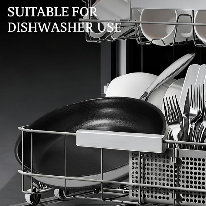 KITEXPERT Titanium Non Stick Frying Pan Set, 8" 10" 12" Ceramic Frying Pans Nonstick, 3 Pieces Non Toxic Skillets Stainless Steel, PFAS, PFOA & PTFE Free, Dishwasher, All Cooktops Compatible