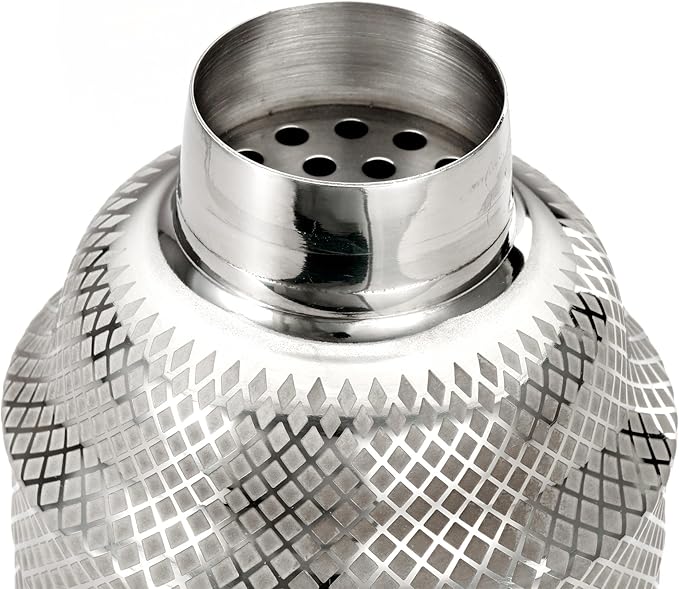 Barfly 3-Piece Diamond Lattice Etch Japanese Cocktail Shaker Set (24 Oz/700ml), Stainless Steel