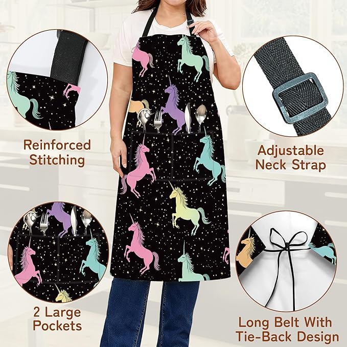 Adjustable Kitchen Apron with Pockets for Women and Men,Soft Chef Apron for Cooking, BBQ, and Grill