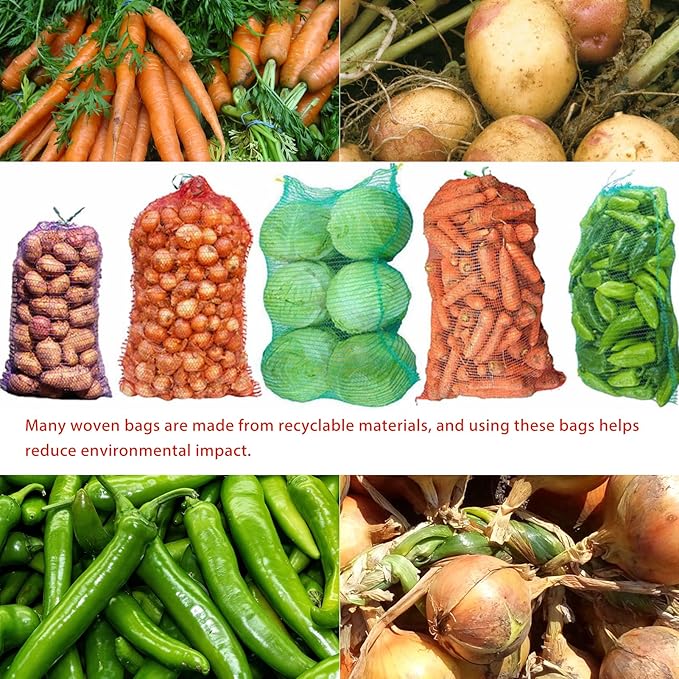 300 Pack Mesh Onion & Potatoes Storage Bags – 31'' x 20'' Reusable Drawstring Bags for Onions, Potatoes, Citrus, Vegetables, Crawfish & Firewood – Bulk Fresh Produce Bag