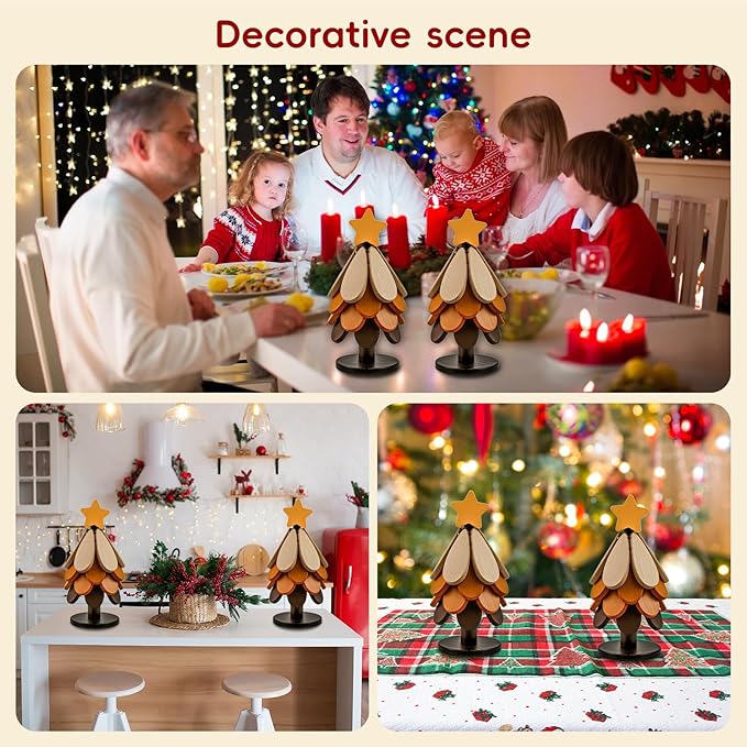Wooden Trivets for Hot Dishes, Wooden Tree Trivet Set, Natural Tree Trivet Set - Foldable Wooden Tree Coasters for Kitchen Counter, Hot Pots and Pans, Heat Resistant Table Protectors
