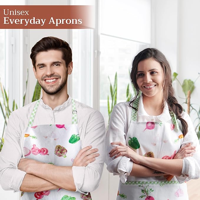 Maison d' Hermine 100% Cotton Apron for women with Pocket Kitchen Chef Apron for Men Cooking Gardening Server Waitress
