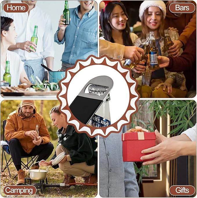 Zopnny 12 Pack 7 Inch Beer Opener with Rubber Coated, Flat Beer Bottle Openers, Stainless Steel Beer Openers(Black)