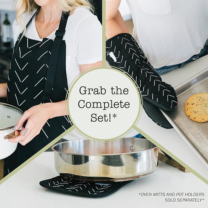 Adjustable Designer Kitchen Apron for Adults | Cotton Cooking Apron with Pockets and Adjustable Neck Buckle