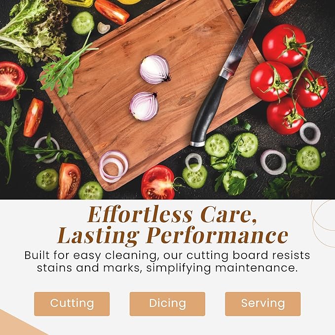 Acacia Wood Cutting Board – Large, Thick, and Durable Butcher Block for Kitchen, Chopping, and Meal Prep - Premium Wooden Board for Cutting, Slicing, and Serving