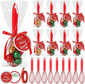 12 Set 10 Inch Christmas Whisks Gifts DIY Fillable Red Baking Supplies Christmas Tree Ornaments Xmas Colored Silicone Whisks with Cards Cooking Heat Resistant Egg Beaters Kitchen Favors