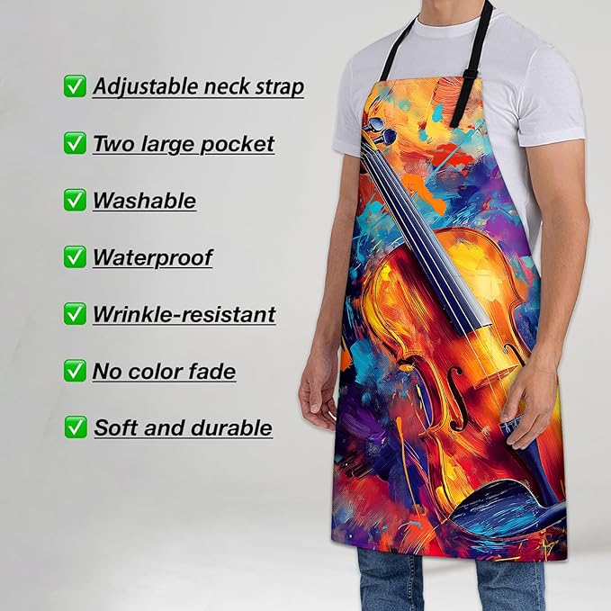 Colorful Pug Apron for Women Men 28x33in, Kitchen Chef Aprons with 2 Pockets, Polyester, Pug Dog Apron