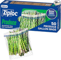 Ziploc Food Storage Produce Bags, Seal Top to Keep and Control Moisture, 50 Bags Total