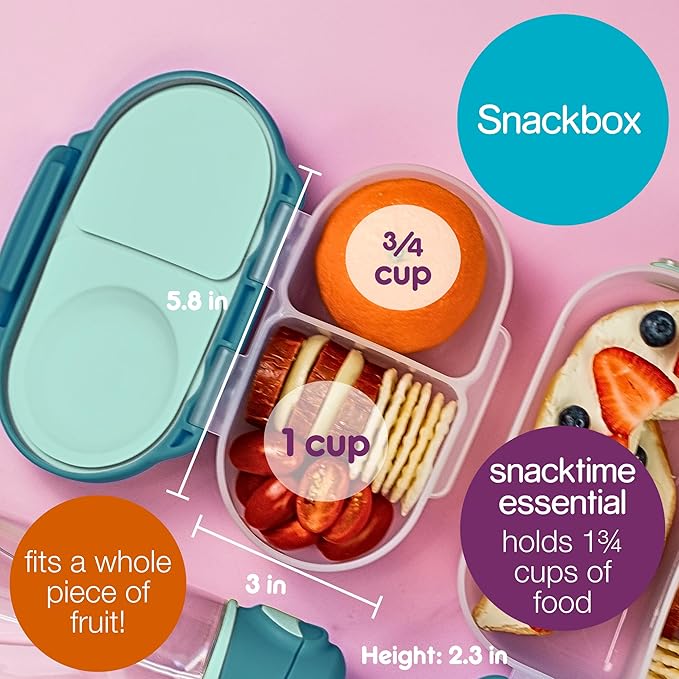 b.box Mini Lunch + Snack Containers (Emerald Forest): 2-Pack Set Includes Lunch Box (4 1/4 Cup Capacity) & Snack Box (1 3/4 Cup Capacity). Easy Open Bento Containers, School Supplies