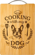 Engraved Bamboo Cutting Board, Gift for Dog Lovers, Handmade Kitchen Decor, Unique Personalized Dog Gift – Cooking with My Dog (French Bulldog)