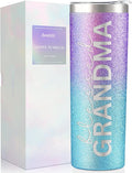 Onebttl Christian Grandma Gifts for Mother's Day, 20oz Purple & Blue Glitter Skinny Tumbler, Straw & Lid Included, Blessed Grandma Gifts