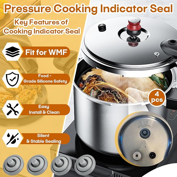 4 Pack W6093109502 Pressure Indicator Pin Gasket, Replacement for WMF Perfect Plus Pressure Cooker, Food-Grade Silicone