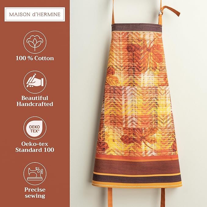 Maison d' Hermine 100% Cotton Apron for women with Pocket Kitchen Chef Apron for Men Cooking Gardening Server Waitress