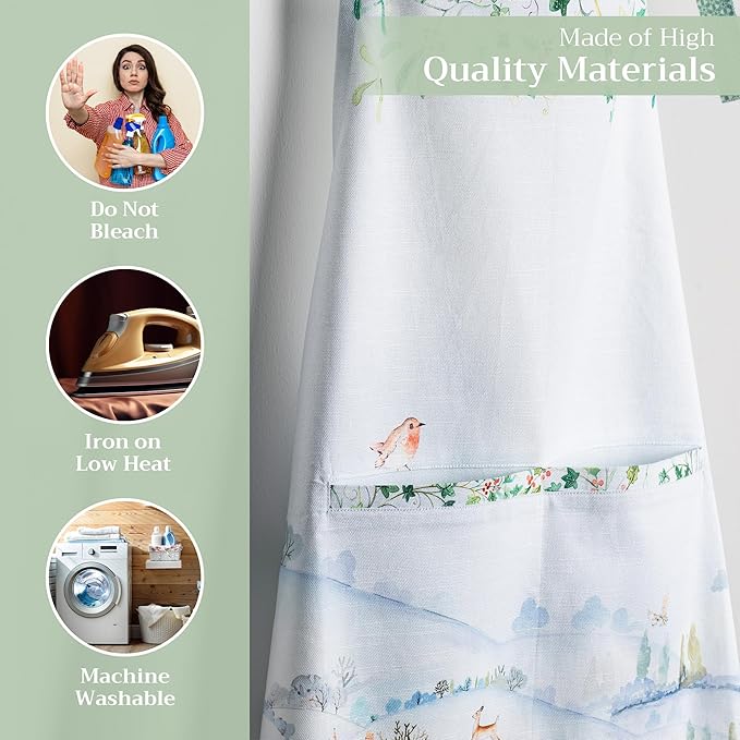 Maison d' Hermine 100% Cotton Apron for women with Pocket Kitchen Chef Apron for Men Cooking Gardening Server Waitress