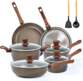 12Pcs Pots and Pans Set, Nonstick Cookware Sets, Non Stick Pots and Pan Set with Frying Pans, Saucepans, Steamer Silicone Shovel Spoon