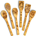 Harry Gifts for All Potter Fans Wooden Spoons for Cooking - 6-Piece Wooden Utensil Set with Spatulas & Spoons, Heat-Resistant, Eco-Friendly Kitchen Utensils for Non-Stick Cookware