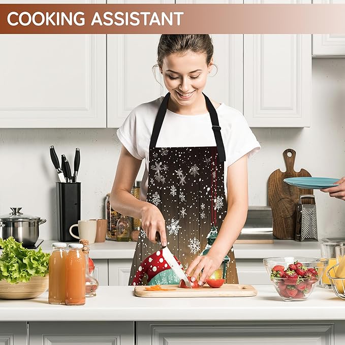 Cooking Aprons for Men and Women,Adjustable Bib Chef Apron with 2 Pockets, Soft and Durability Kitchen Apron