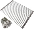 Roll up Dish Drying Rack Over The Sink Portable Stainless Still Rolling Rack Folding Mat for Kitchen Counter (Grey, 17.7''LX13.7''W)