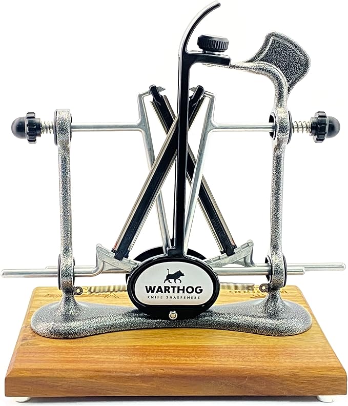 Warthog V-Sharp Elite Knife Sharpeners with Deluxe Wooden Base, Diamond Rods, Adjustable Angles, Metal Frame Construction