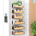 6 Pack Magnetic Spice Storage Rack Organizer for Refrigerator and Oven, Wood Fridge Organizers and Storage