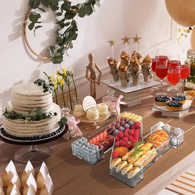 13.8" Acrylic Letter Charcuterie Tray, Charcuterie Letters Fillable Box for Food, Reusable Serving Cake Candy Dish Display Tray for Birthday Anniversary Party Decoration (Letter N)