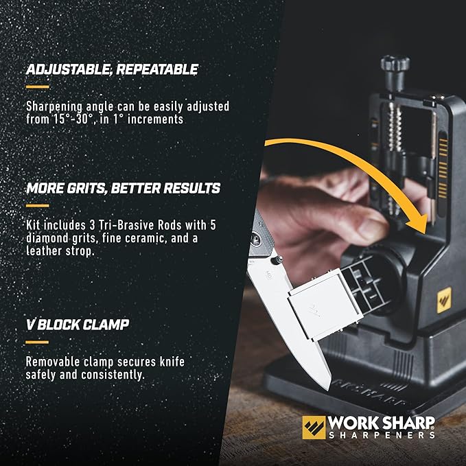 Work Sharp Precision Adjust Elite Knife Sharpening System Including Additional Sharpening Stones, Carry Case and Pocket Knife Sharpener