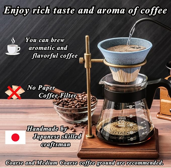 Ceramic Reusable Coffee Filter Dripper Paperless Sustinable Mt. Fuji Made in Japan (Blue Green)