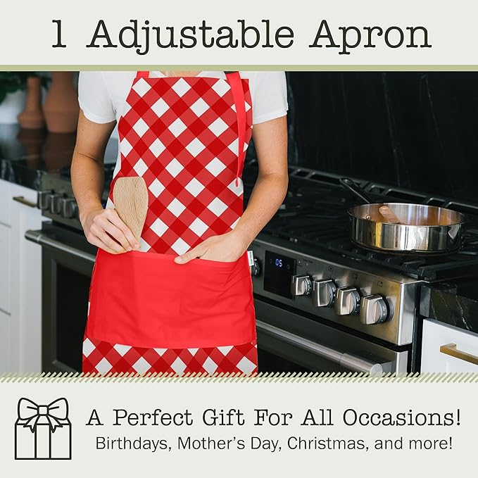 Adjustable Designer Kitchen Apron for Adults | Cotton Cooking Apron with Pockets and Adjustable Neck Buckle