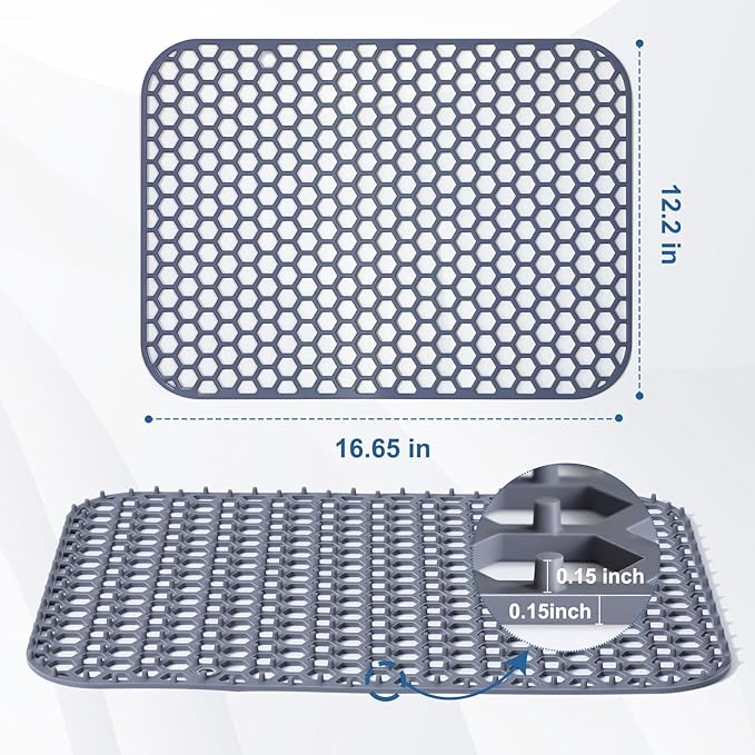 Silicone Sink Protector for Kitchen Sink - 16.65''x12.2'' Kitchen Sink Grid Accessory, Non-slip Heat Resistant Sink Grid Dry Mat for Bottom of Porcelain Stainless Steel, Dishwasher Safe
