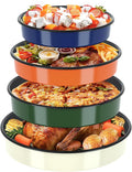 Round Baking Pan Set Roasting Dish 4-Pack 9/10/12/14 Inch Enamel Non Stick Large Cookware for Cake Bread Pie Pizza Turkey Steak, Non-Toxic Oven Dishwasher Safe, Christmas Gift Bakeware