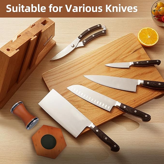 Rolling Knife Sharpener - 6 Angles & 4 Blades System, Ergonomic Waist Design for Kitchen Chef Knives, Sharpening Stone for Precision Edge
