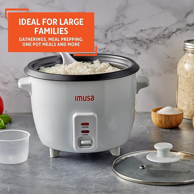 IMUSA Electric Rice Cooker 16 Cup Cooked 8 Cup Uncooked – Ceramic Nonstick Pot, Multi Cooker for Rice, Quinoa, Oatmeal, Stew – Keep Warm Function – Compact for Kitchen Dorm RV