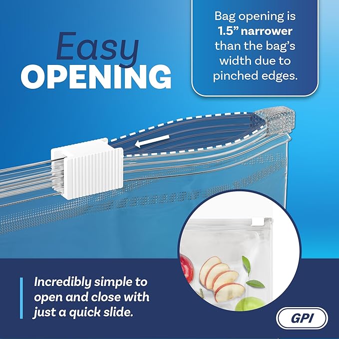 1000 Count - Slider Zip Food Storage Snack Sandwich Bags, 6" x 9" 3 Mil Heavy Duty, Strong & Durable For Freezer Storage, For Sandwiches, Snacks & More. GPI