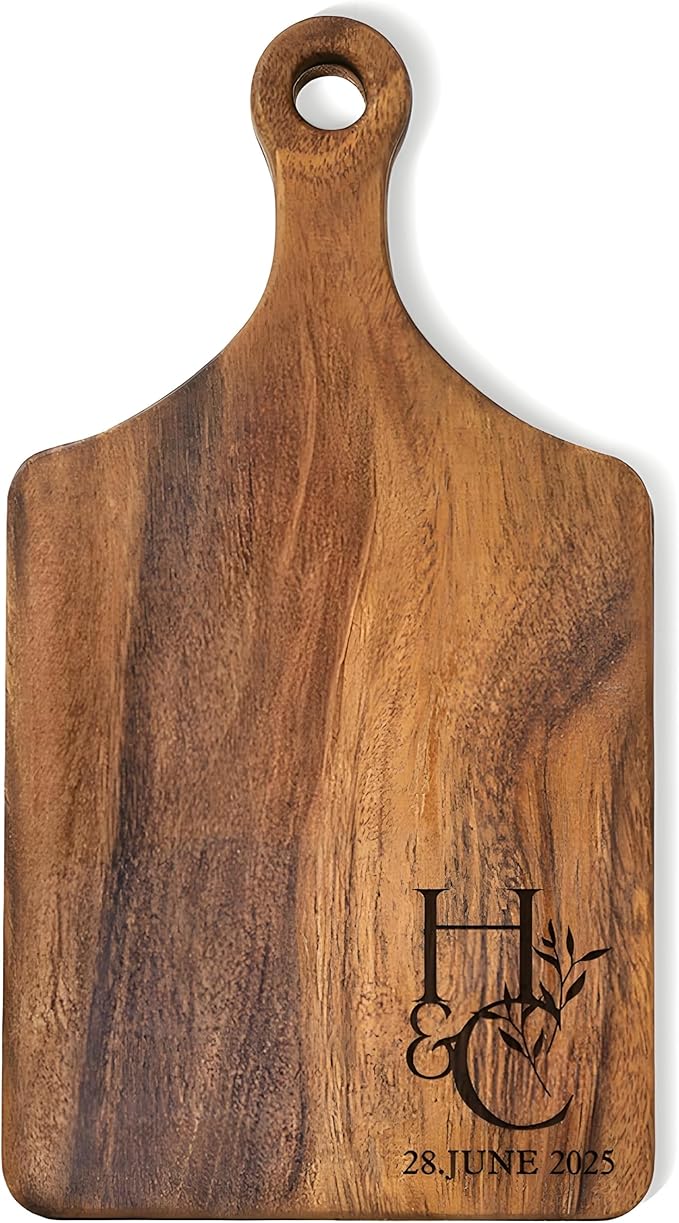 Personalized Cutting Board Wedding Gifts for the Couples - Custom Reversible Wood Engraved Charcuterie Board with Handle - Customized Kitchen Board for Anniversary Bridal Shower Gift