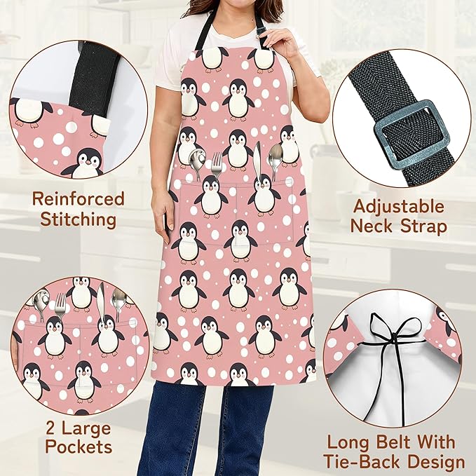 Adjustable Kitchen Apron with Pockets for Women and Men,Soft Chef Apron for Cooking, BBQ, and Grill