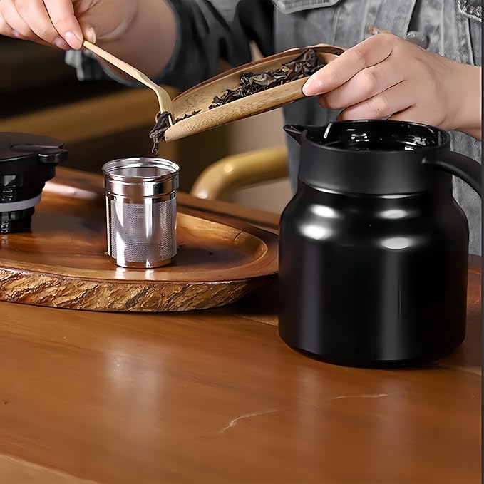 thermal teapot with infuser,Tea Pot with Infusers for Loose Tea,1000ML Thermal Teapot with Removable Infuser & Lid (D)