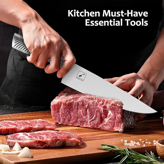 imarku Knife Set, 14 Piece Premium Kitchen Knife Block Set, Razor Sharp Japanese Chef Knives Set for Kitchen with Built-in Sharpener, Dishwasher Safe and Quality Acacia Wood Block