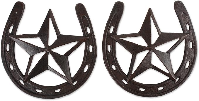 DII Decorative Trivet Set for Pots & Pans Dining Table Hot Pot Holder, Casted Metal, 8x8, Horseshoe & Star, 2 Piece