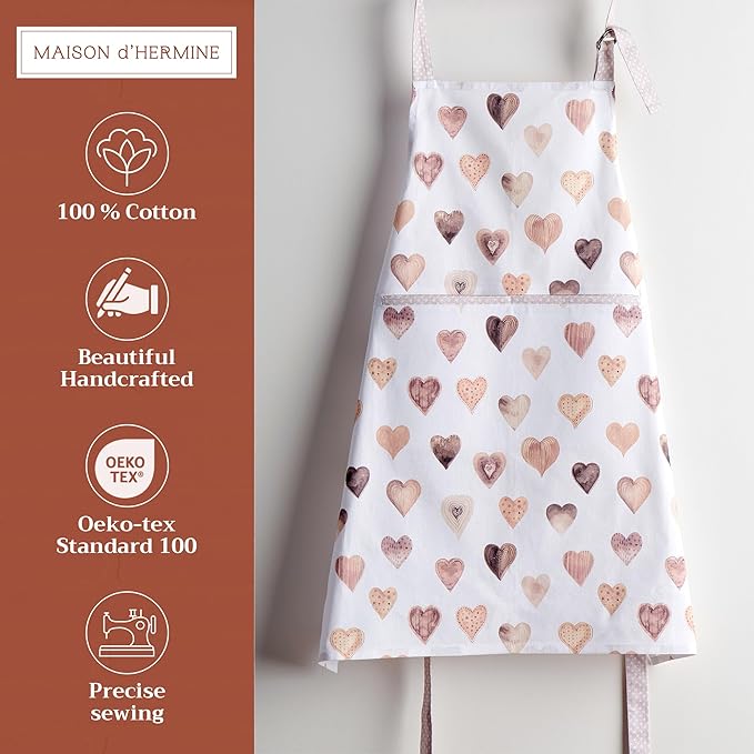 Maison d' Hermine 100% Cotton Apron for women with Pocket Kitchen Chef Apron for Men Cooking Gardening Server Waitress