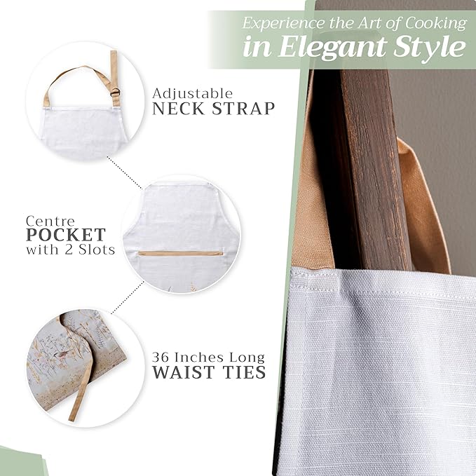 Maison d' Hermine 100% Cotton Apron for women with Pocket Kitchen Chef Apron for Men Cooking Gardening Server Waitress