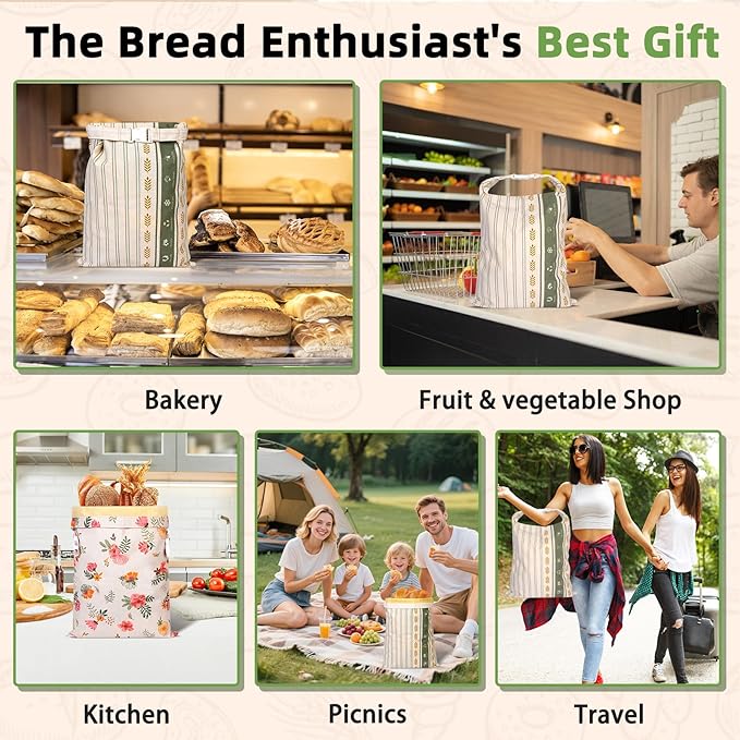 Extra Large Beeswax Bread Bags, Reusable Waxed Bags for Sourdough Homemade Bread, Cotton Linen Beeswax Bag to Keep Fresh, Proofing Bag Freezer-Safe, Easy Clean