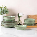 AmorArc Ceramic Dinnerware Sets,Handmade Reactive Glaze Stoneware Plates and Bowls Set,Highly Chip and Crack Resistant | Dishwasher & Microwave Safe Dishes Set,Service for 4 (12pc)