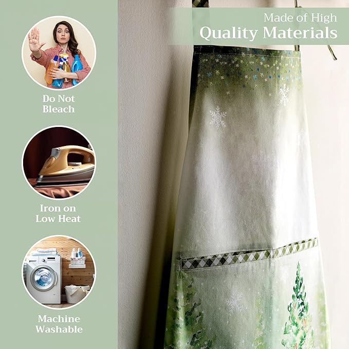 Maison d' Hermine 100% Cotton Apron for women with Pocket Kitchen Chef Apron for Men Cooking Gardening Server Waitress