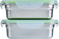 Set of 2 Stainless Steel Sandwich Containers - Food Grade Stainless Steel Metal Base plus a BPA Free, Lock Tight BPA Free Lid with Airtight Silicone Seal. Great for Sandwiches and Snacks
