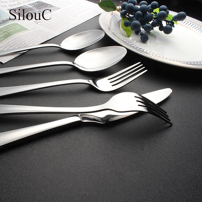 Silverware Set, 30-Piece Flatware Cutlery Set Service for 6, Modern Heavy Duty Design, Stainless Steel Utensils, Dishwasher Safe