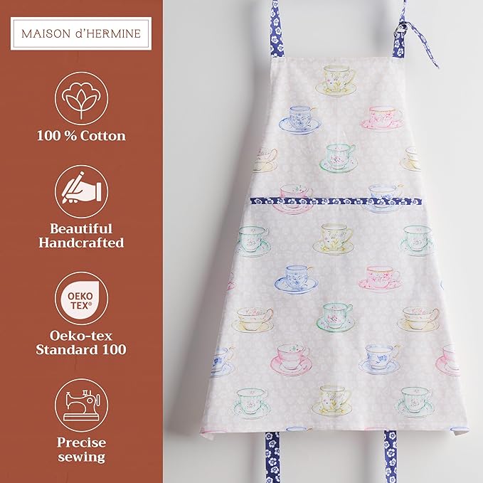 Maison d' Hermine 100% Cotton Apron for women with Pocket Kitchen Chef Apron for Men Cooking Gardening Server Waitress
